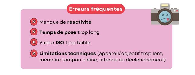 Erreurs fréquentes photos sport action